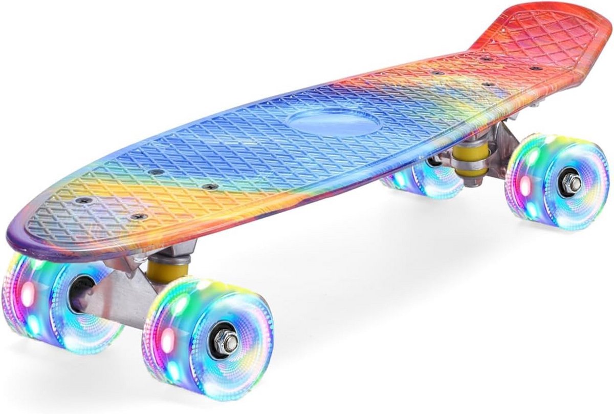 22 Inch Cruiser Skateboard met LED Knipperende Wielen Complete Set voor Kinderen Tieners en Beginners
