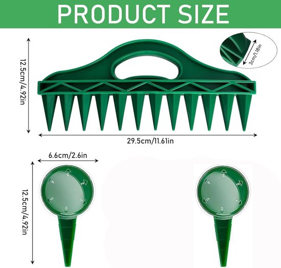 Zaadmachine Set - Handplanter Zaadverdeler - Precisie Zaaien - 12 Gaten Verstelbaar - 13 x 30 cm - Groen van Merkloos	 — afbeelding 3