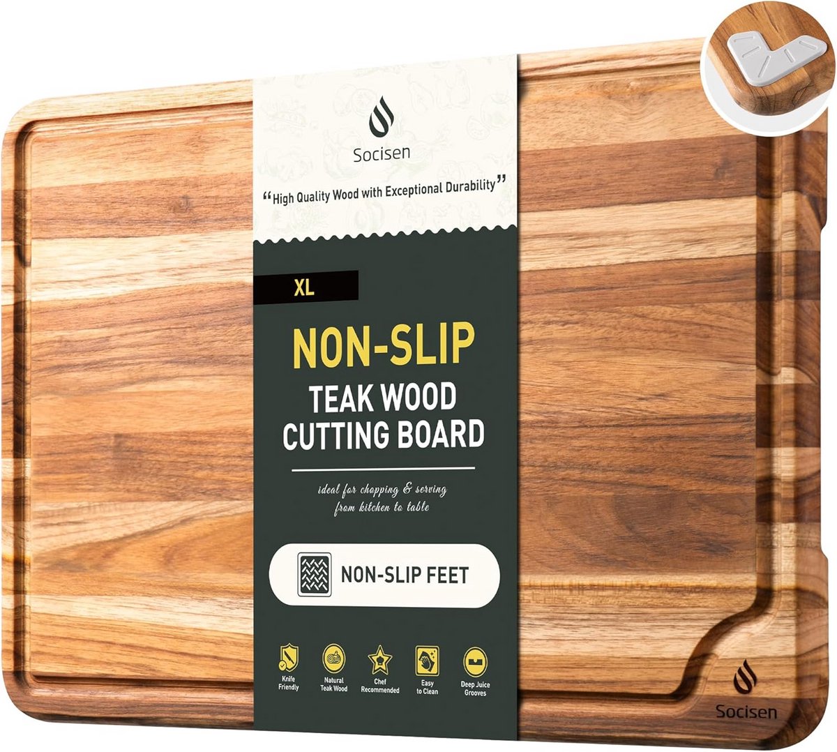 Grote XL Houten Snijplank van Duurzaam Teakhout - Serveerplank en Hakblok