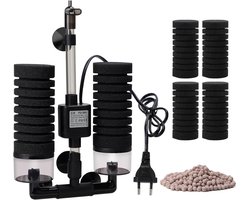 Aquarium Filter 60-80L - Double Sponge Filter - 2 Pairs van Sponges - Ceramic Balls - Filtering Bacterial Cultures - Waterzuivering