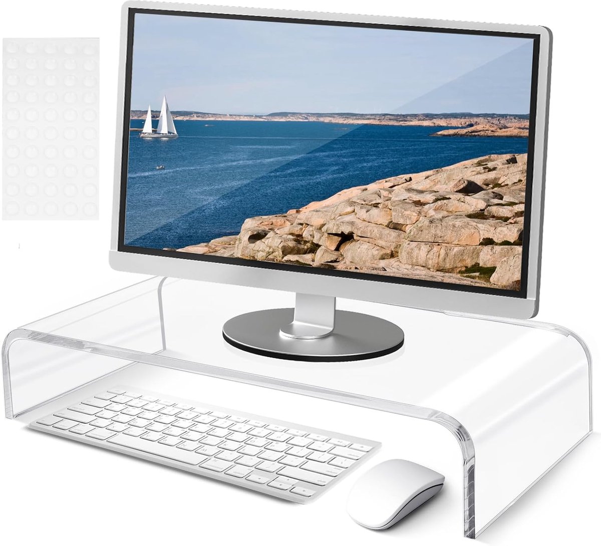 Acrylic Monitor Riser - Monitor Stand - 50 x 20 x 10 cm - Dikte 10 mm - Screen Riser - Desk Transparant - voor Laptop - Monitors - Computer
