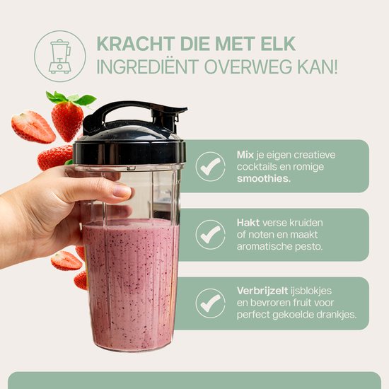 4Swiss Blender met Beker NB 102, Multifunctioneelwart1000 Watt, 1000 ml, met Snoer, Smoothie Maker, Zwart van Merkloos — afbeelding 5