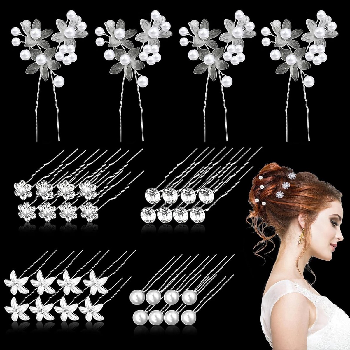 36 Stuks Strass Bruidshaarspeldjes Kristal Bloemen voor Bruiloft en Feest