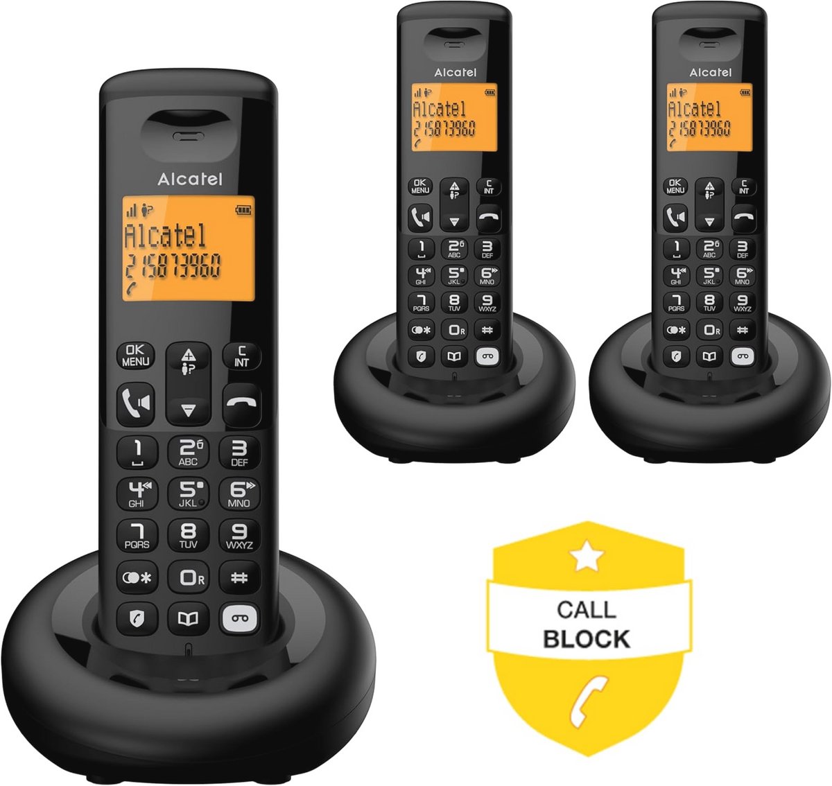 Draadloze Telefoon Set met Antwoordapparaat en Oproepblokkering - Zwart