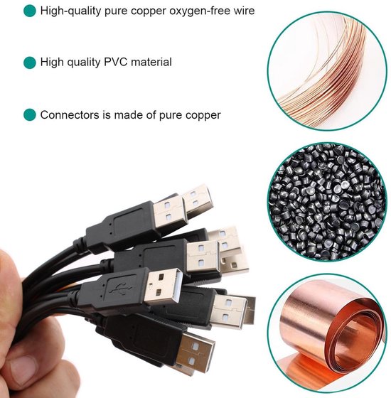 Akyga USB-kabel USB-A stekker, Apple Lightning stekker, USB-C stekker