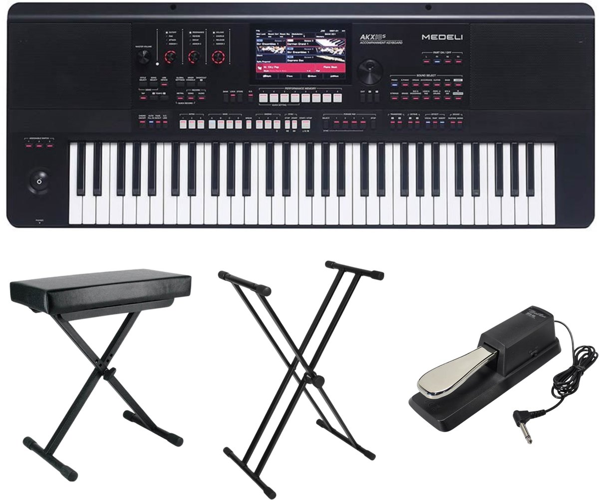 Medeli AKX10S Set – Workstation keyboard met 61 toetsen, 7” touchscreen, 4-way speakers, pedaal, standaard en kruk