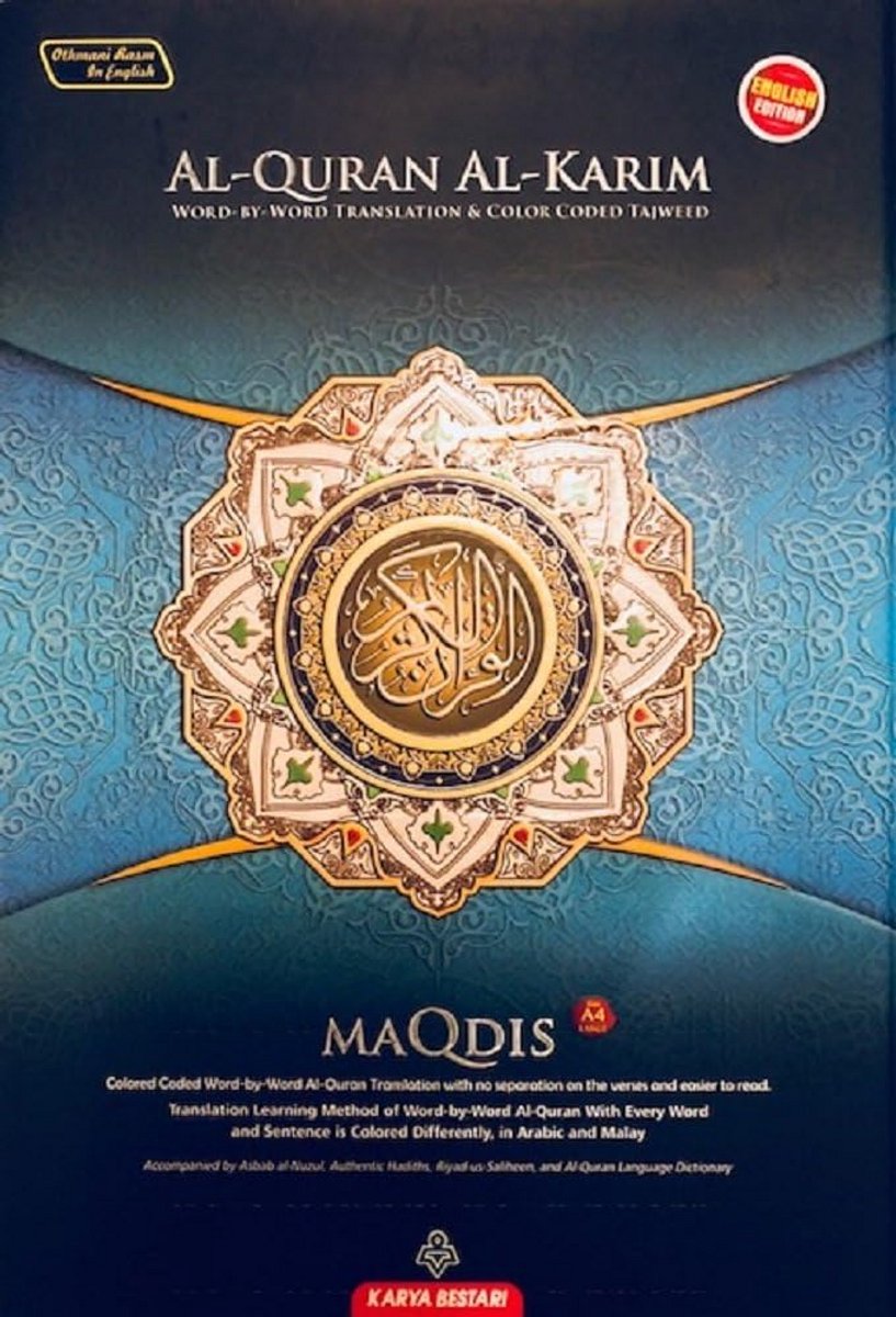 Koran met Woord-voor-Woord Vertaling Arabisch-Engels en Kleurgecodeerde Tajweed A5