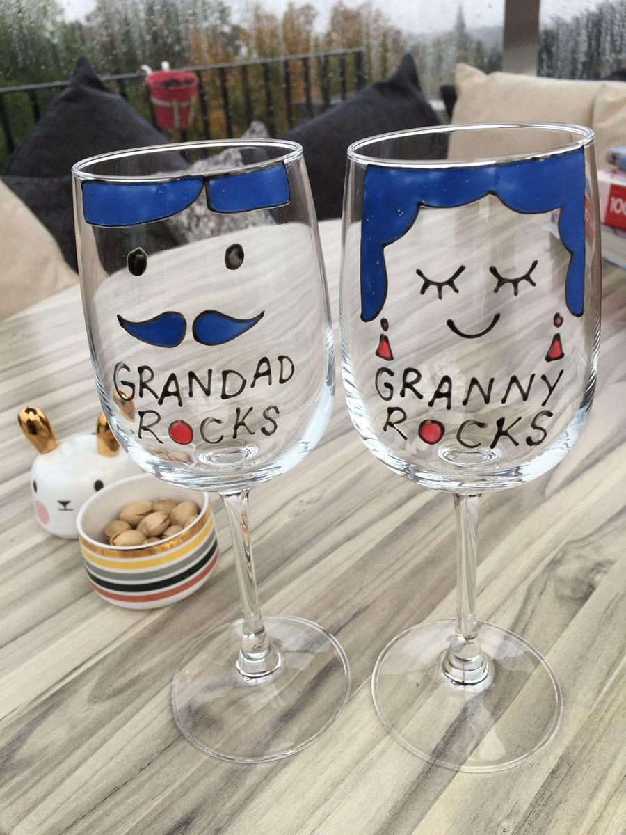 Luxe Wijnglazen Set (2 stuks) - Origineel Cadeau voor Opa en Oma