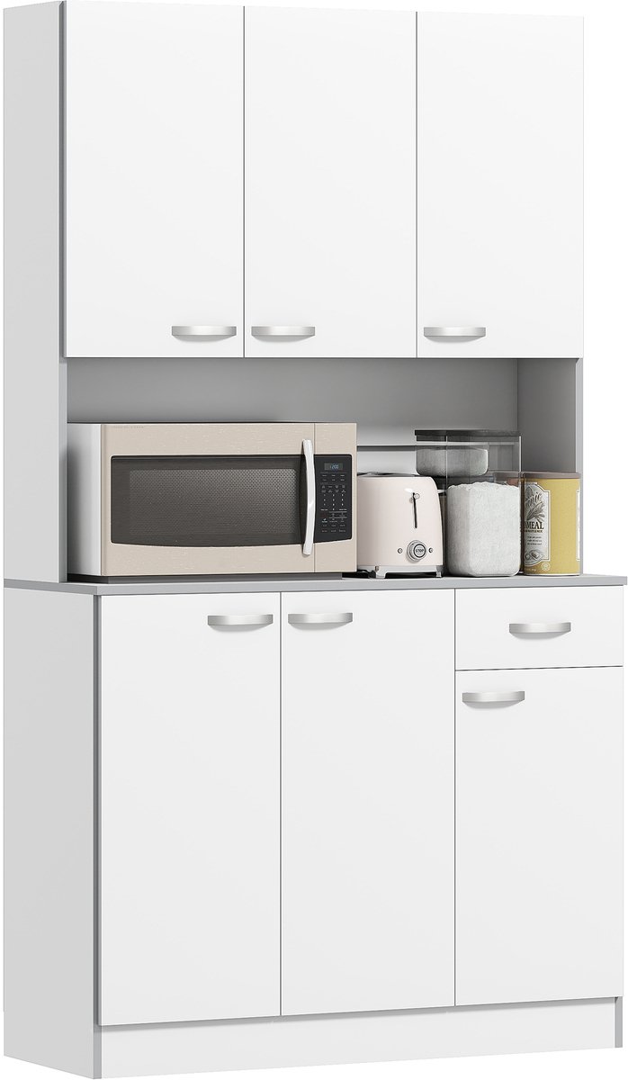 HOMCOM Keukenvoorraadkast - Spaanplaat - 101x39x180cm - Wit