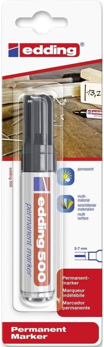 Permanente Marker met Beitelpunt - Zwart - Watervast en Sneldrogend - Voor Karton, Kunststof, Hout, Metaal en Glas