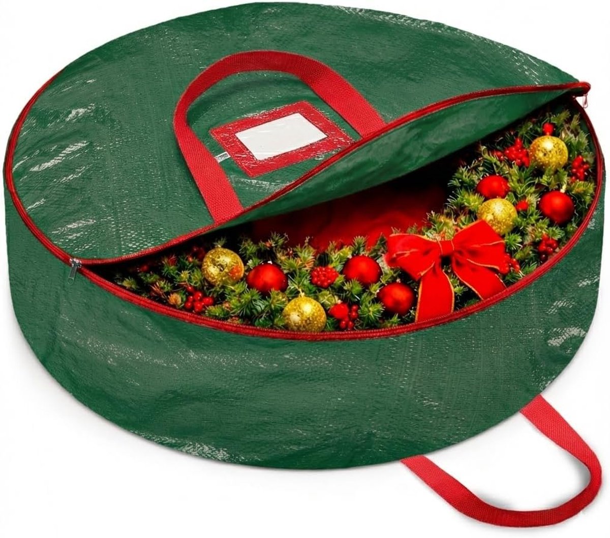 ANMI® Kerstkrans Opbergzak 30 Inch – Opbergtas voor Kunstkerstkransen – Waterdichte Kerstkranshoes met Dubbele Rits en Stevige Handgrepen – Groen