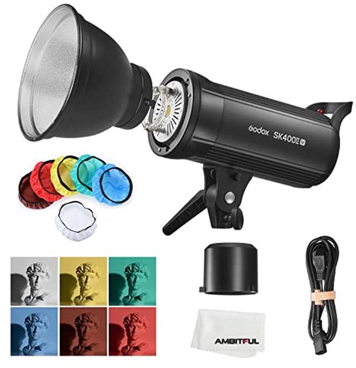 Professionele Studioflits met 400W Vermogen, 65 GN, en LED Modelleringlicht