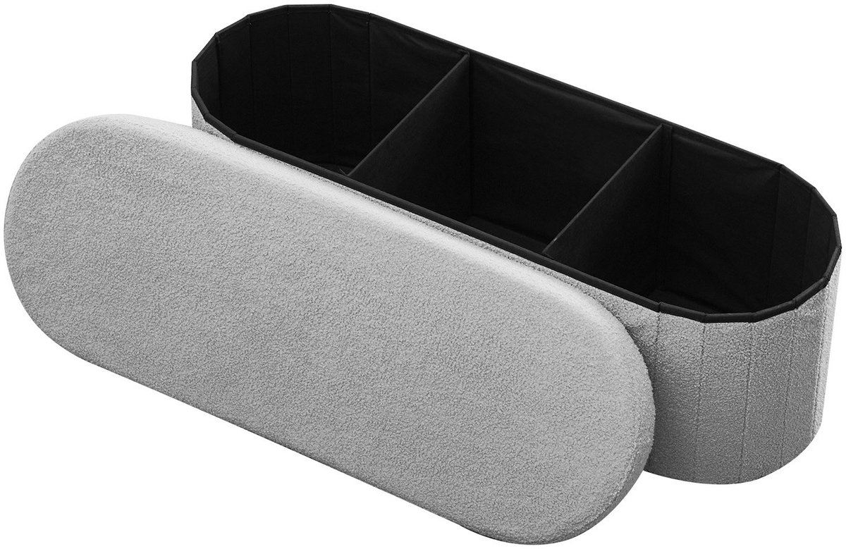 Voetenbank met opbergruimte - Opvouwbare opbergpoef - Gestoffeerd - Draagvermogen tot 299 kg - Afmeting 28 x 38 x 38 cm - Grijs
