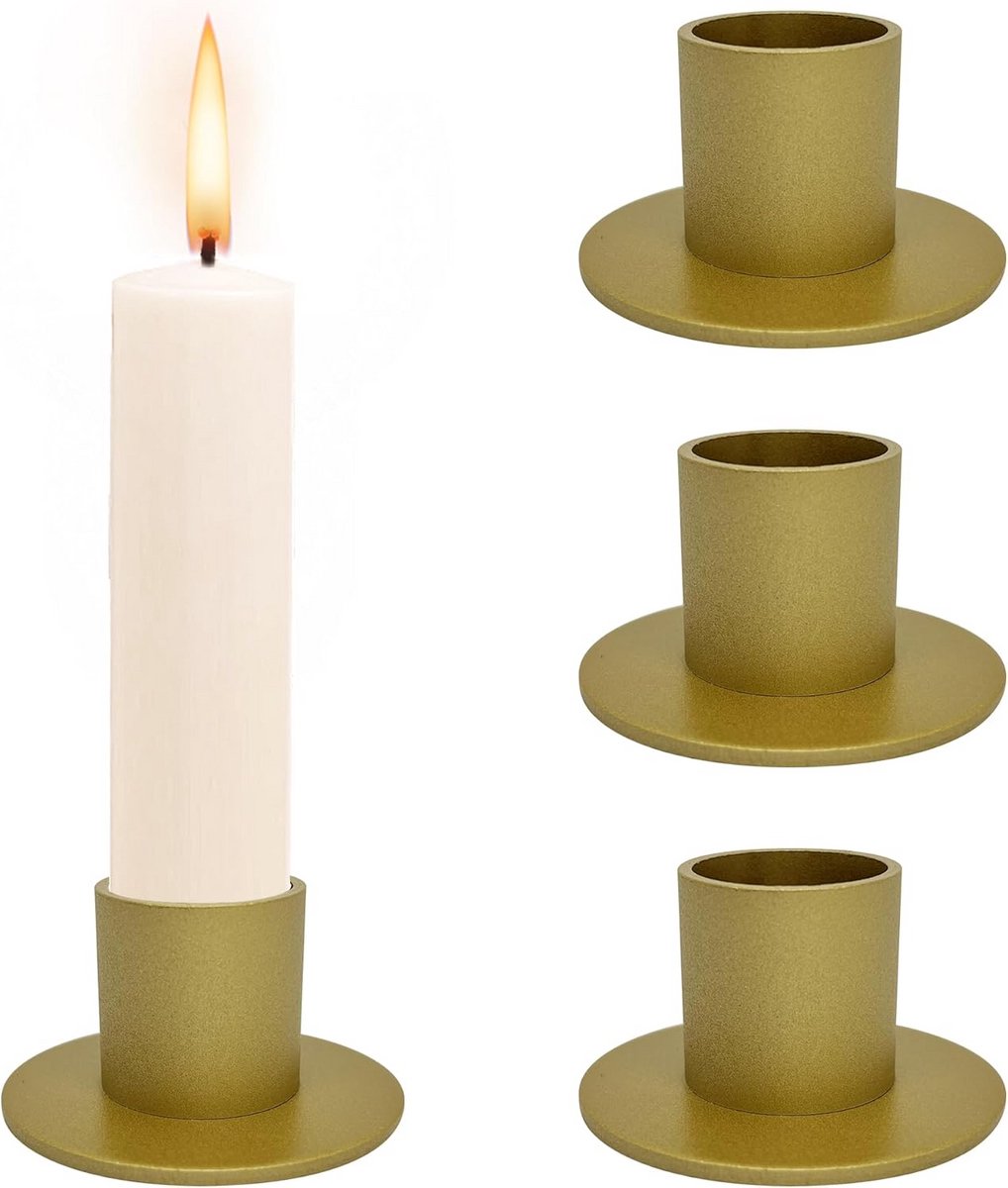 Set van 4 Ronde Kandelaars Goud - Voor Standaard Kaarsen Ø25 mm - Stijlvolle Metalen Tafelstandaards — cadeau in Wonen & Interieur - foto 5