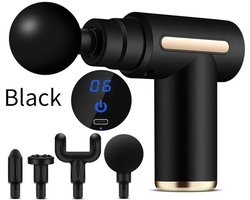 Dit 4-in-1 massagepistool is een compacte, draagbare en oplaadbare elektrische massager met een lcd-scherm, 5 snelheidsstanden en een 1000mAh-batterij voor spierontspanning.