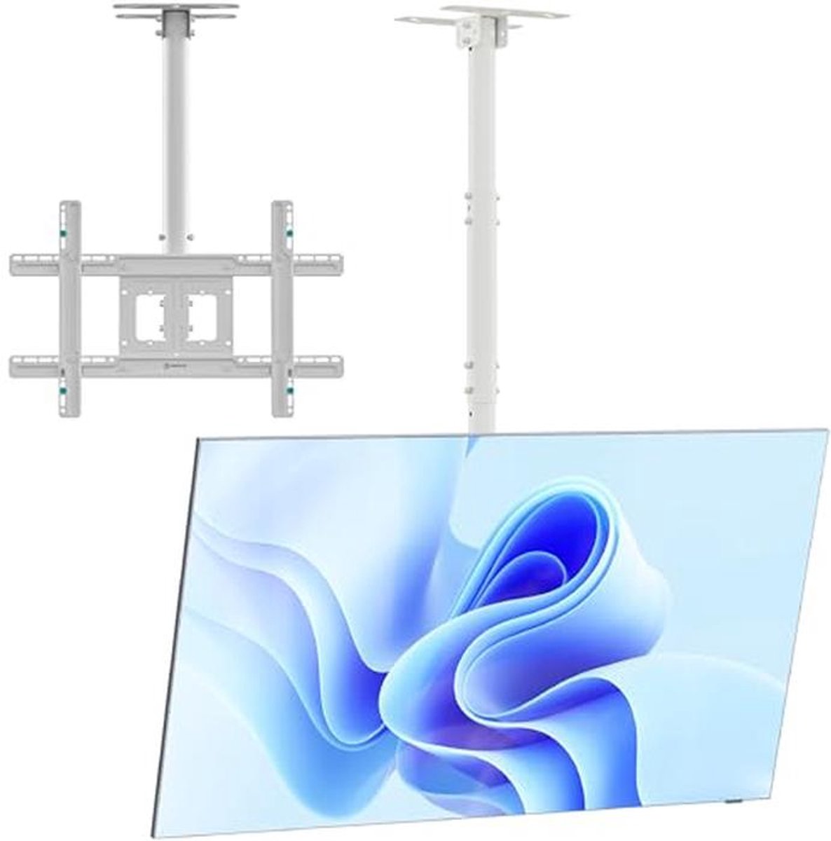 Verstelbare TV plafond muurbeugel voor platte en gebogen televisies 32-80 inch, VESA 100x100-600x400 mm, kantelbaar en uitschuifbaar, wit