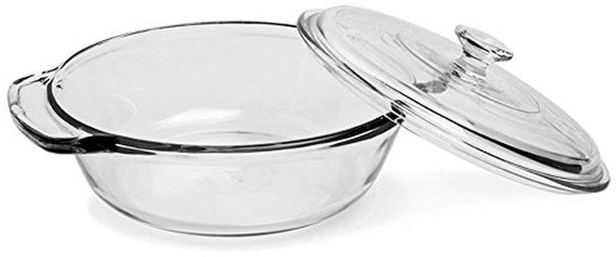 Ronde braadpan met deksel van 2,0 liter van gehard glas