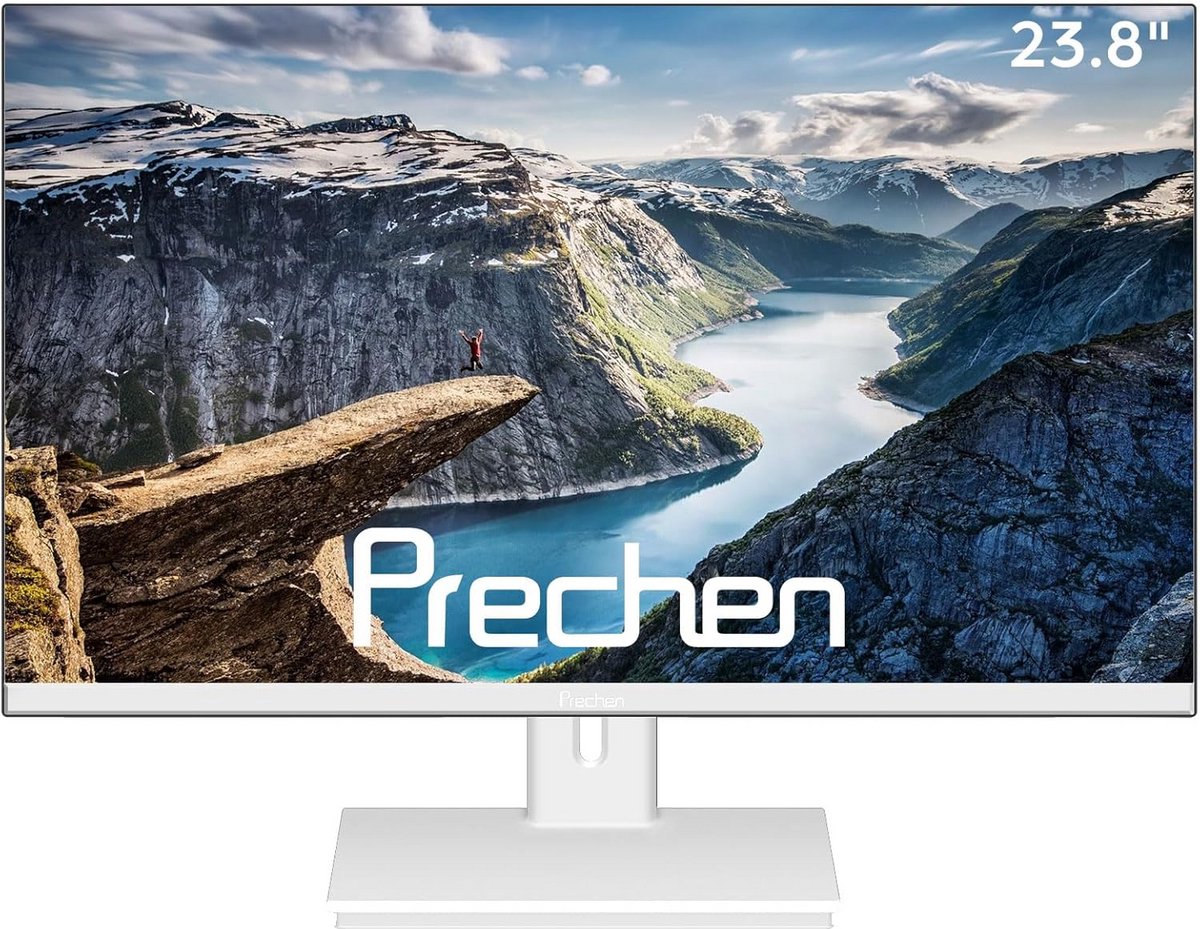 24 inch Full HD(1080p) Monitor voor Computer - 75Hz Gaming & Kantoor - Randloos - HDMI & VGA - Wit