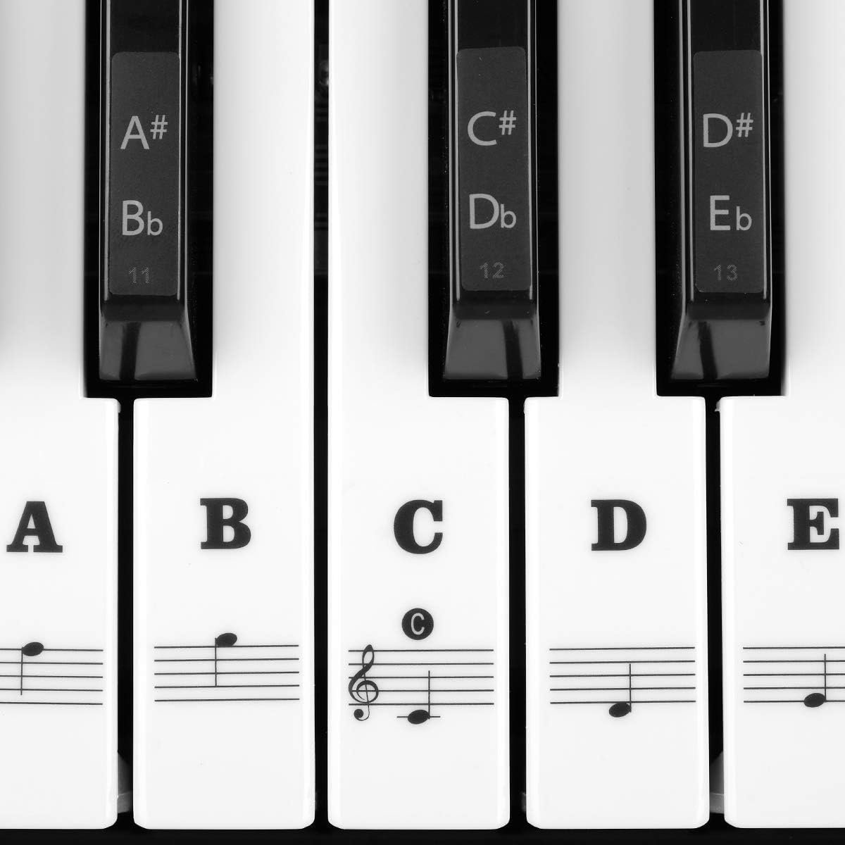 Piano Toets Stickers voor 54, 61, 76 & 88 Toetsen - Transparant & Verwijderbaar Notenoverzicht