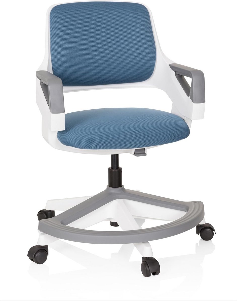 Ergonomische Kinderbureau Stoel Blauw Groei Stoel met Voetensteun en Rugleuning Verstelbaar
