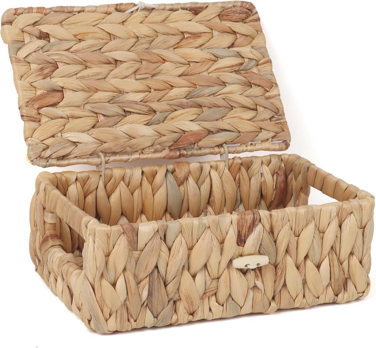 Rechthoekige opbergmand met deksel van zeegras - Natuurlijke bureau-organizer
