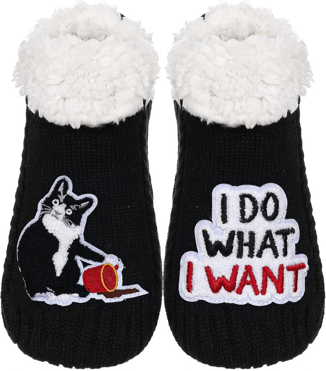 Warme Huissokken Met Antislipzool voor Dames - Fleece Gevoerd Slipper Sokken