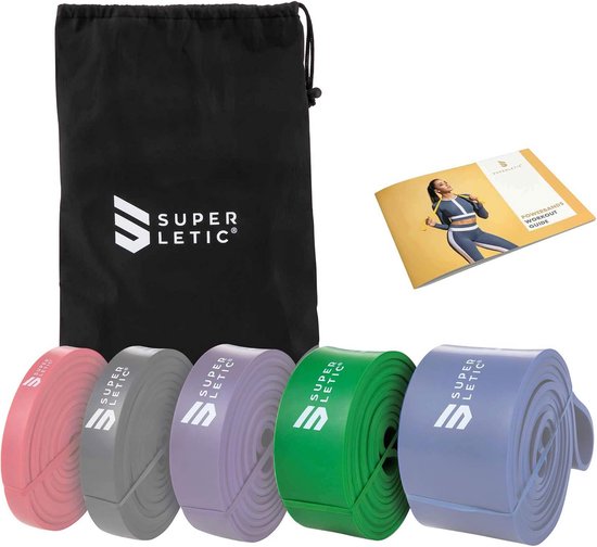 5-delige set weerstandsbanden, premium trainingsbanden