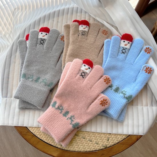 FUKPO 2 paar handschoenen voor dames, warm, winter, met voering, winterhandschoenen, dames, gebreide handschoenen, touchscreen, roze, grijs, warme FUKPO 2 paar handschoenen voor dames, warm, winter, met voering, winterhandschoenen, dames, gebreide handschoenen, touchscreen, roze, grijs, warme