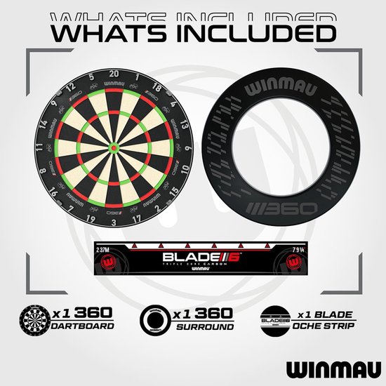 Winmau Blade Triple Core 360 + Winmau 360 Surround Black + Tungsten Darts - Dartset van Winmau — afbeelding 4