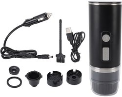 Portable Electric Coffee Maker met Verwarmfunctie - 15 Bar Car Coffee Maker - Compatibel met Koffiecapsules en Gemalen Koffie voor Reizen Camping en Thuis