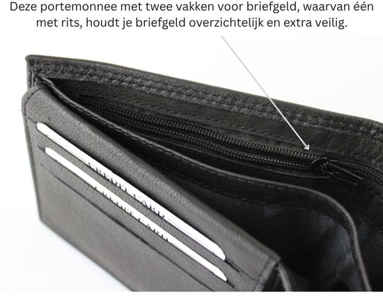 Portefeuille Homme Cuir Véritable Zwart - Portefeuille Cuir - Tout Cuir - Billfold - Portefeuille Homme