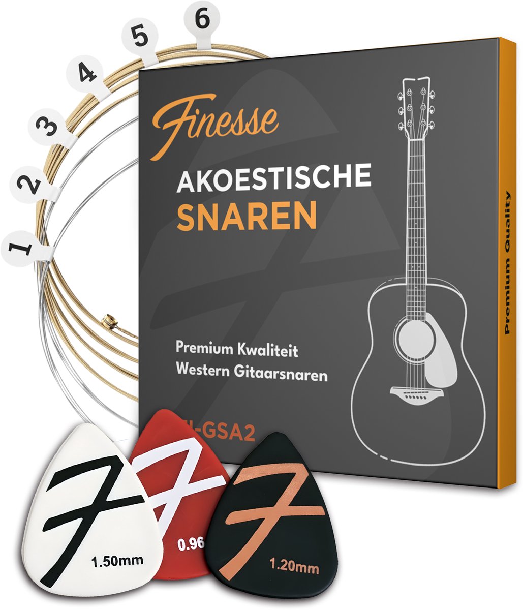 Finesse Gitaarsnaren Akoestische Gitaar - Western - met Plectrums - .010 tot 0.46 - Gitaar Snaren