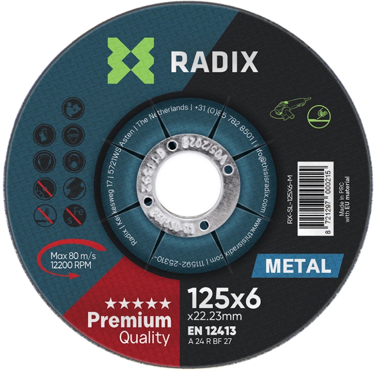 Radix - Slijpschijf - Metaal - 125 x 6 x 22,23 mm