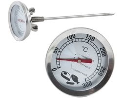Orion Rookoven Thermometer - RVS - 0°C tot +300°C - Analoge Temperatuurmeter voor Roken en Barbecue - Met Lange Pen - Roestvrij Staal