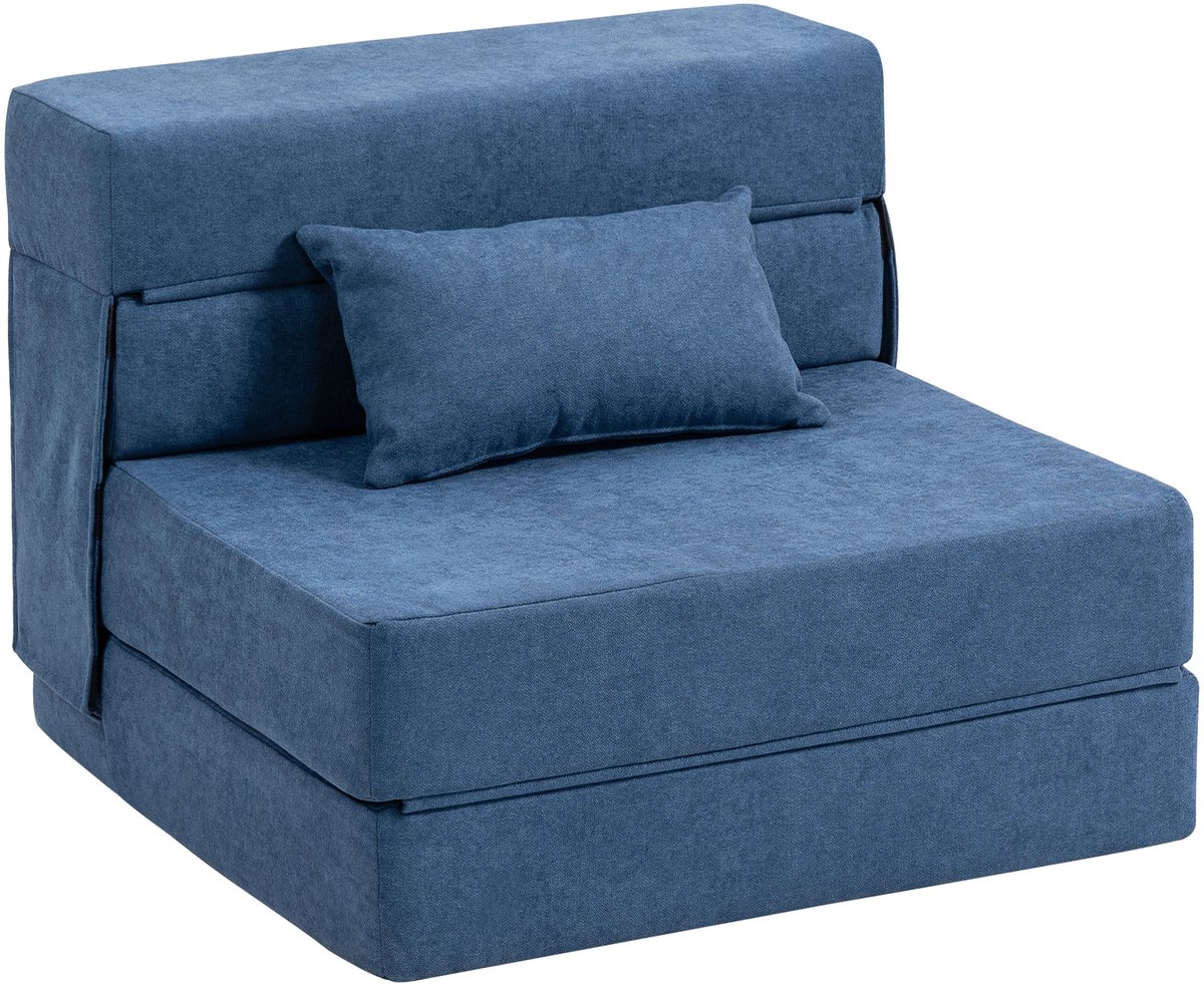 HOMCOM stoelbed - polyester/schuim - 210L x 80B x 15H cm - blauw