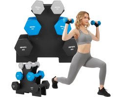 Gymtek® Halterset op Standaard - 2x 1kg, 2x 2kg, 2x 3kg Halters - met Halterstandaard - Halter Set voor Krachttraining