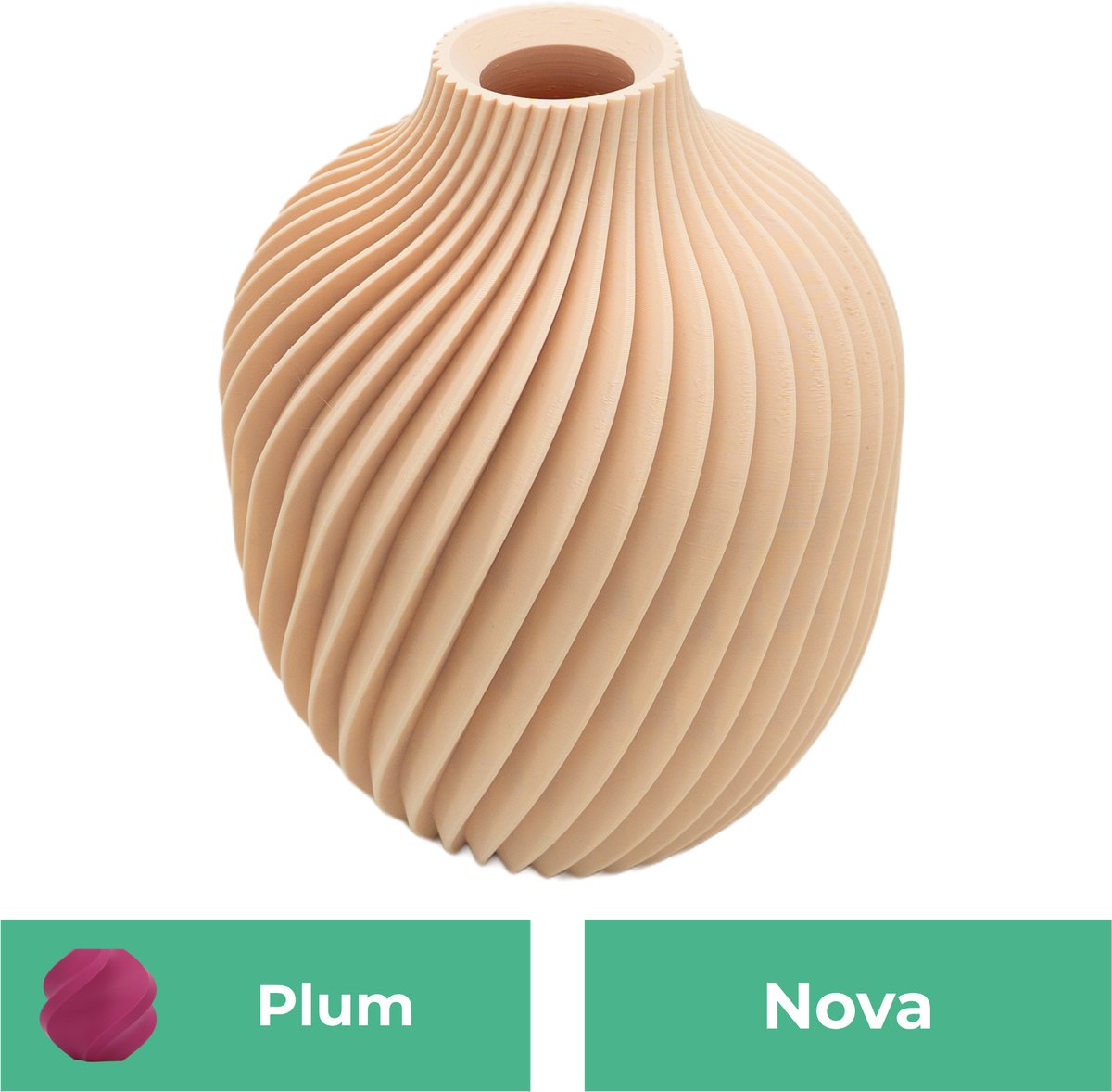 Lovora Nova moderne vaas – Decoratieve vaas - Plum - 3d geprinte vaas – geschikt voor droogbloemen - 34CM