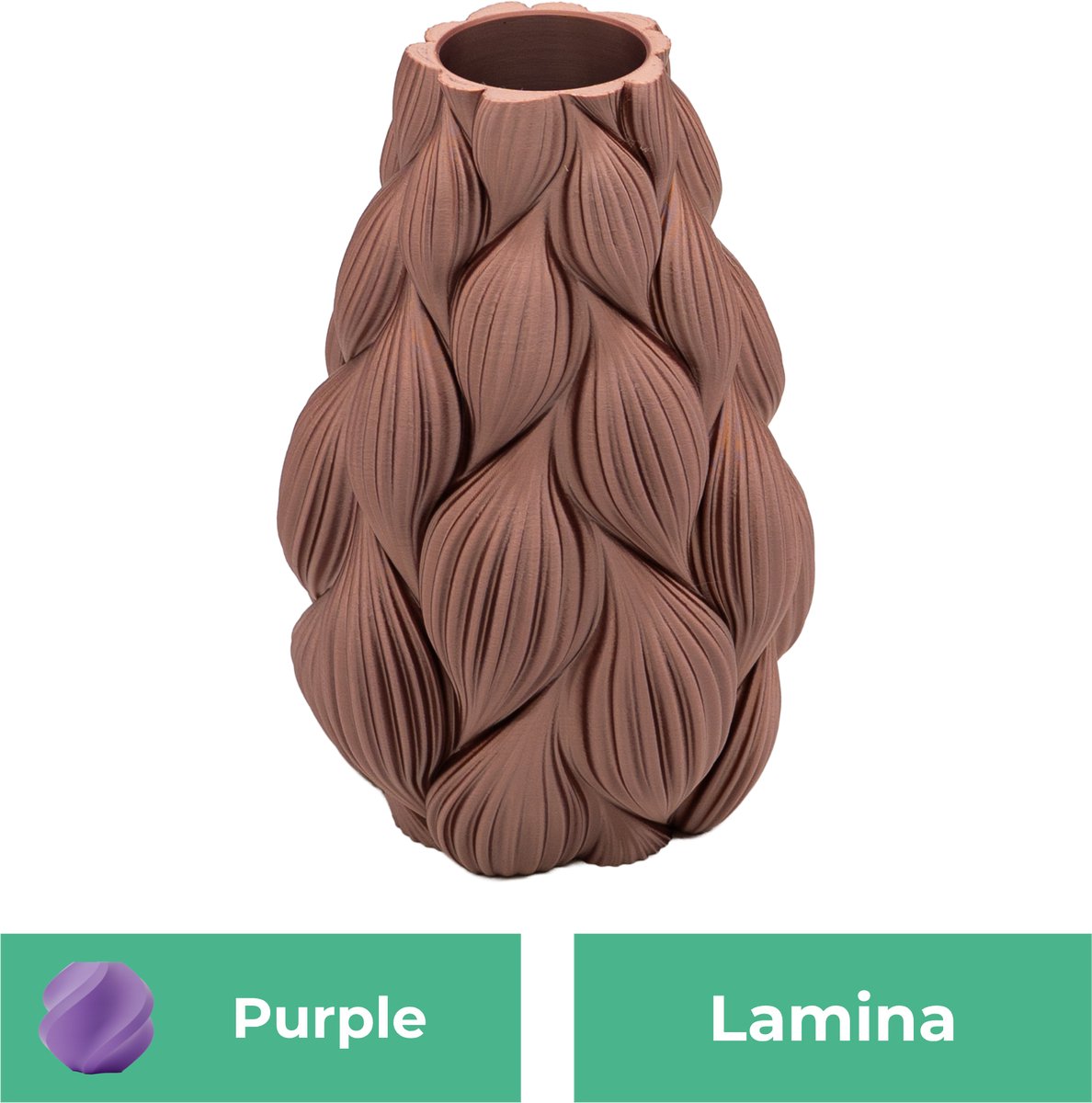 Lovora Lamina moderne vaas – Decoratieve vaas - Paars - 3d geprinte vaas – geschikt voor droogbloemen - 34CM