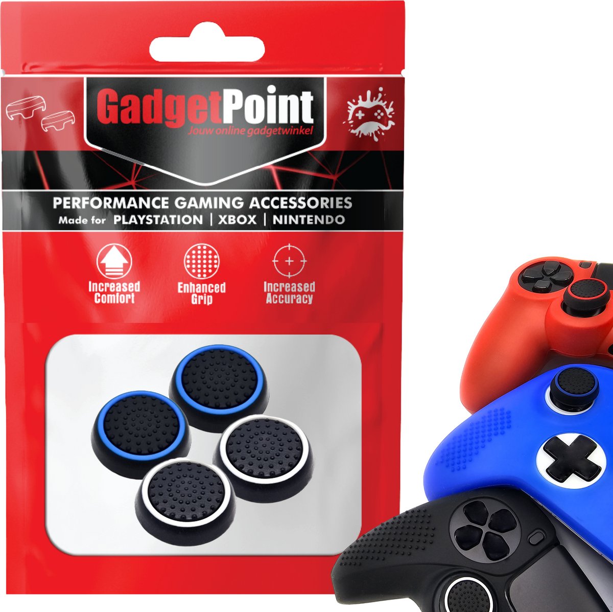 Bol.com Gadgetpoint - Thumb Grips voor PlayStation, PS5, Xbox X/S, One & Switch Pro Controller - Gaming Thumbgrips - Performance... aanbieding