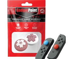 Gadgetpoint – Thumb Grips voor Nintendo Switch Joy-Con Controllers – Gaming Thumbgrips – Performance Anti-Slip Thumbsticks – Bescherming Accessoires – Bloemetjes – Roze/Wit