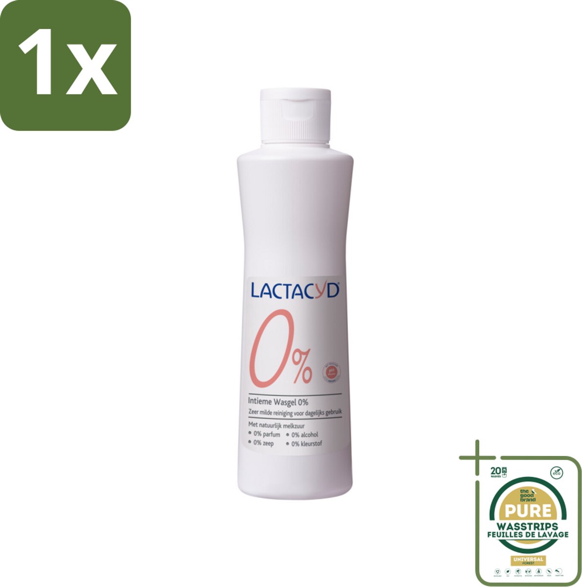 1 x Lactacyd – 0% – Milde Wasgel – 250 ml- Intieme Wasgel - Gevoelige Huid - PH-vriendelijk - Zeepvrij - 0% Parfum