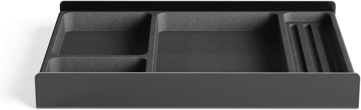 Bureaulade Organizer met Vakken van Kurk en Aluminium voor Desktopopslag - Zwart