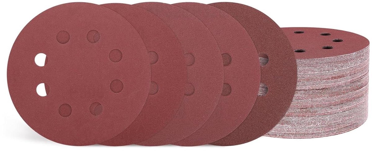 Allecta - Schuurschijven 70 stuks - 125 mm - Klittenband-schuurpapier - Excentrische schuurpads - Houtbewerking Auto Metaal - 120/240/320/400/600/800/1000 korrel