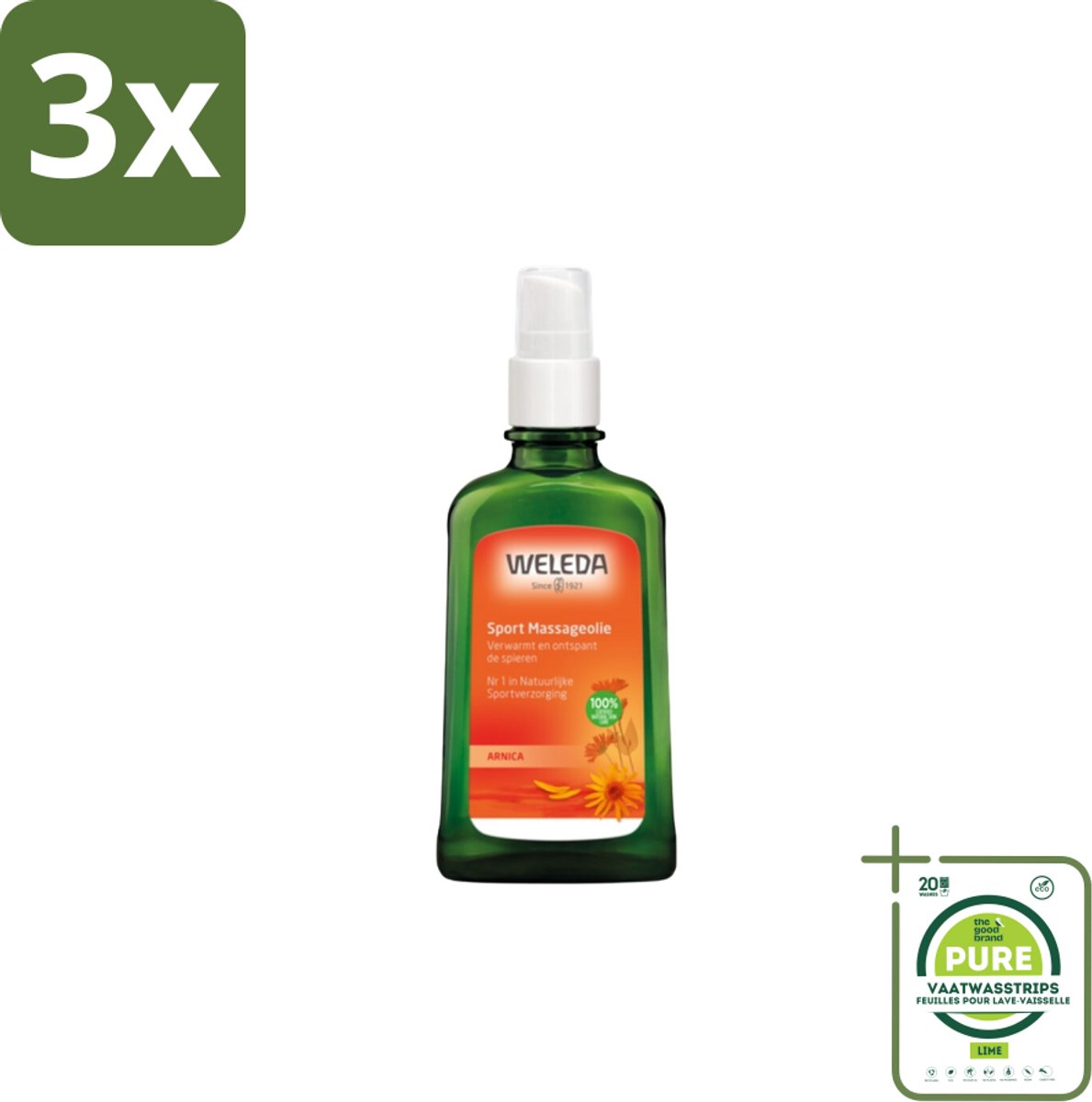 3 x WELEDA - Massageolie Sport - Arnica - 100 ml - Grootverpakking - Sportmassage - Spierpijn - Spierherstel - Arnica - Massageolie