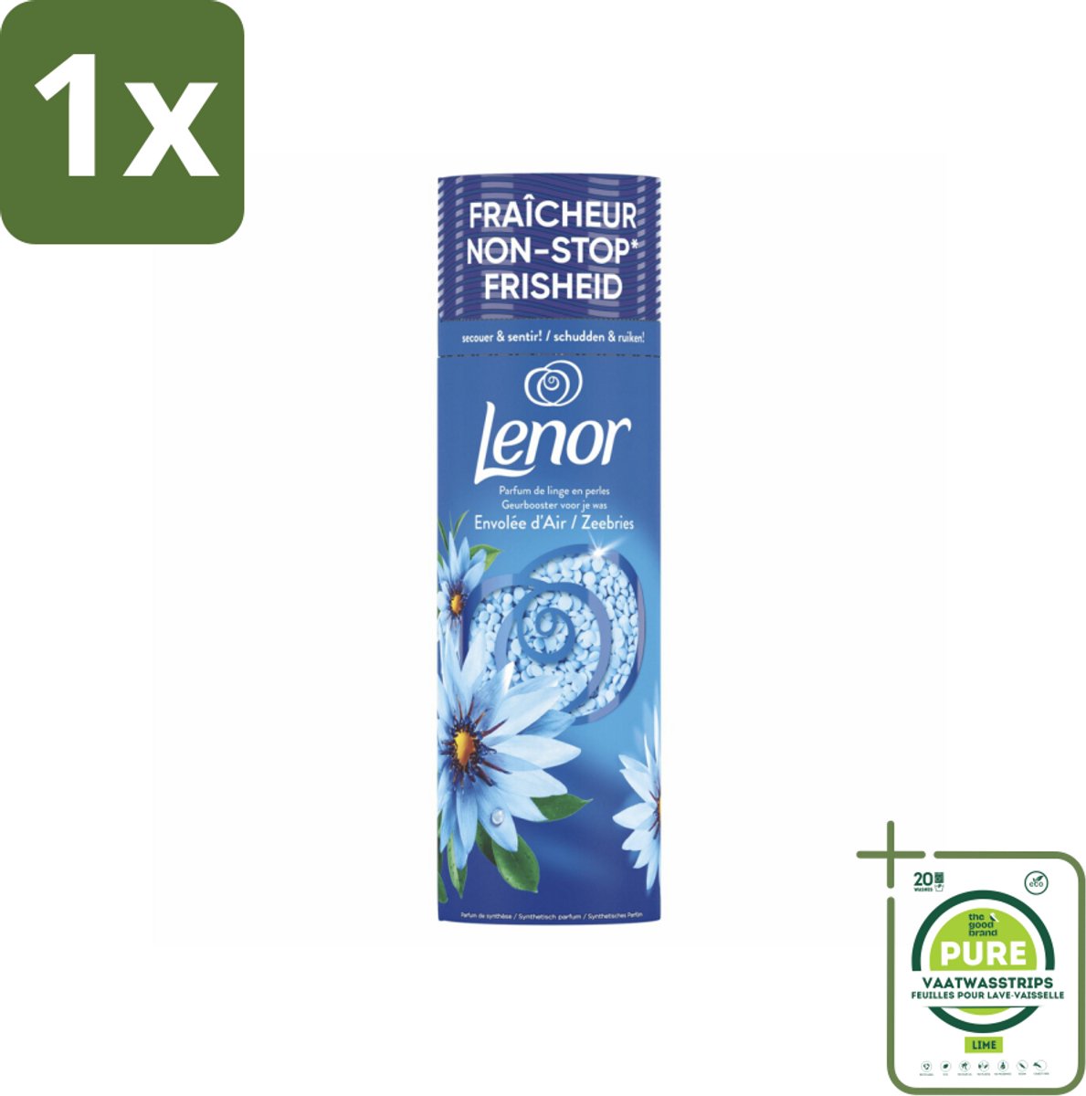 1 x Lenor - Geurbooster - Zeebries - Non-Stop Frisheid - 19 Wasbeurten - Lenor Geurbooster - Geurversterker - Wasgeur - Frisse Geur - Langdurige Geur