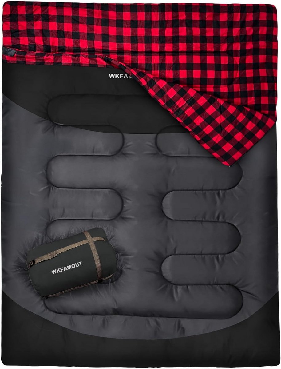 Comfortabele Flanellen Dubbele Slaapzak XXL voor 2 Personen - Inclusief Kussens