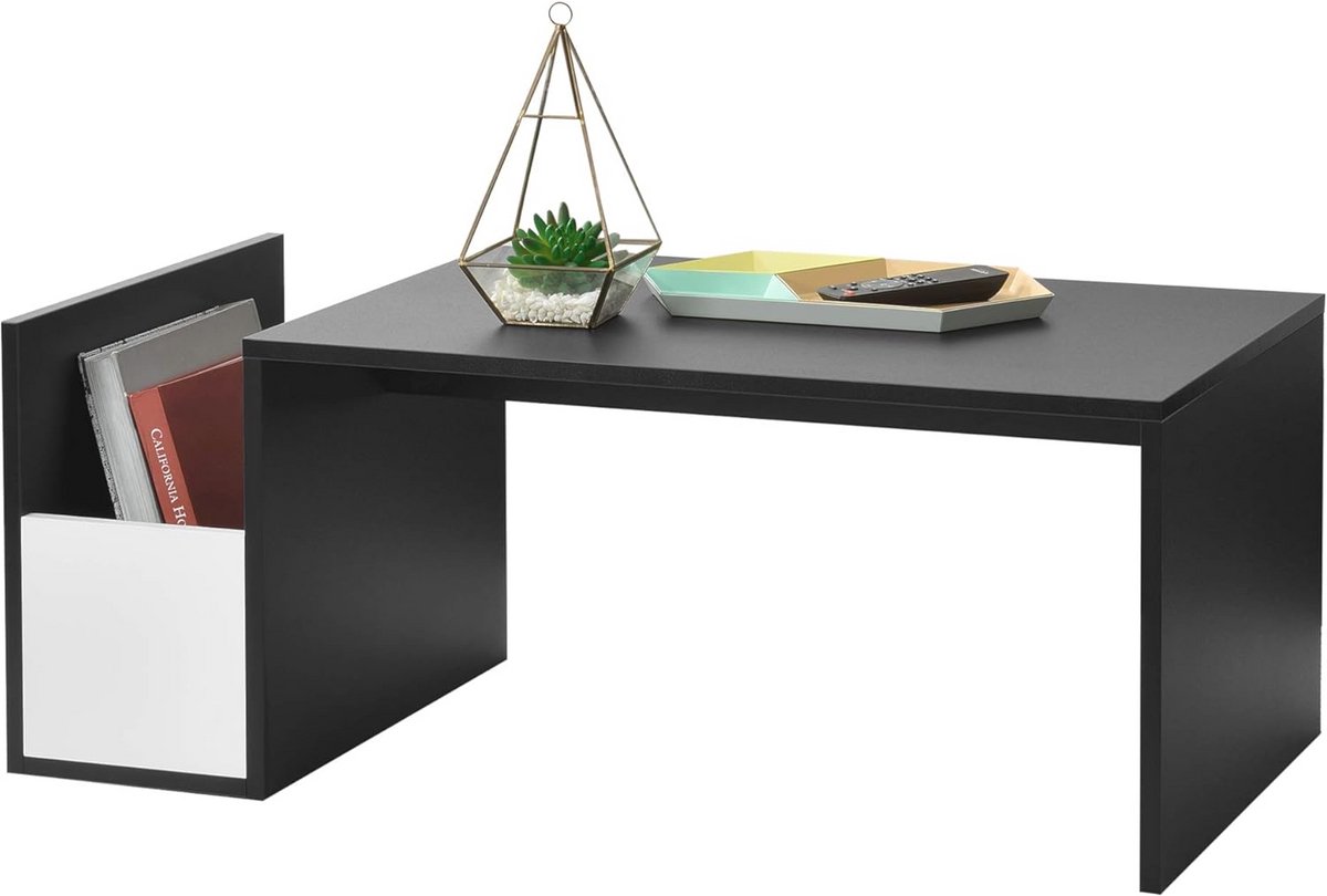 Salontafel met Opbergvak 90x45x35 cm - Zwart en Wit