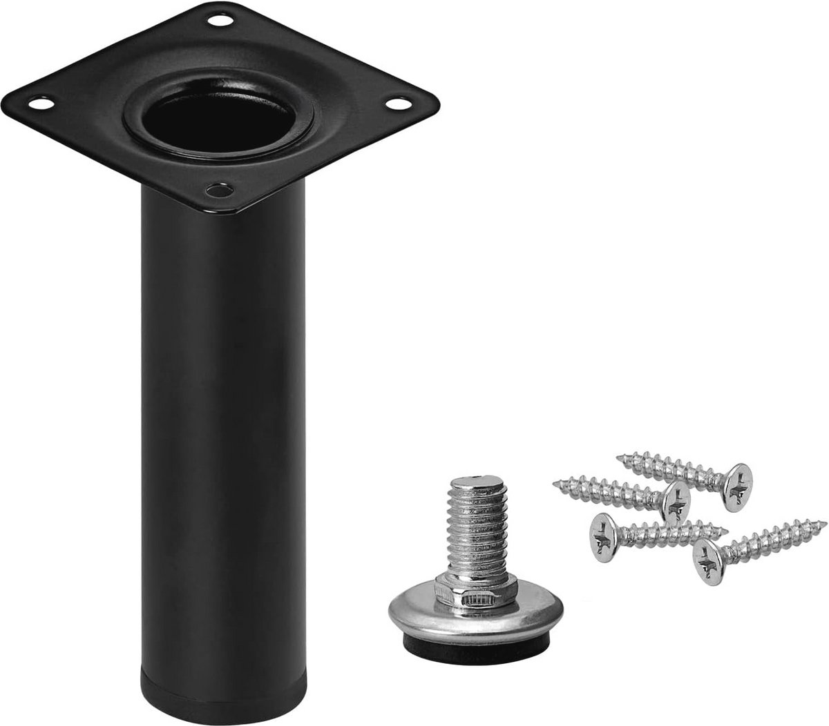 Verstelbare meubelpoten 30mm rond zwart - Hoogte 18 cm