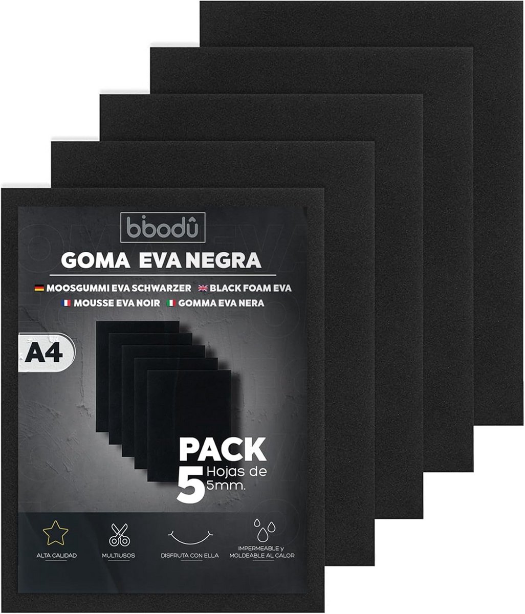 EVA rubber 5 mm zwart A4 vellen voor knutselen en cosplay