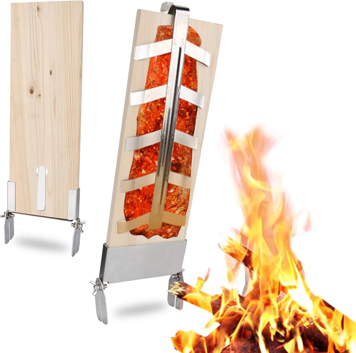Vlamzalmplank Set van 2 - Instelbare Rookplank voor Grill en Vuurschaal